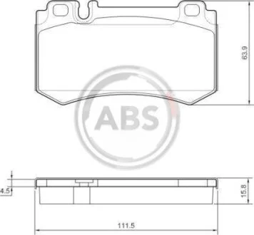 Гальмівні колодки зад. MB W211/W220/W221 01-13 (brembo) (111.6x63.8x16.5) A.B.S. 37454