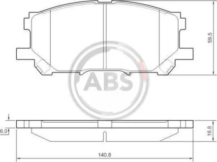 Комплект гальмівних накладок, дискове гальмо A.B.S. 37458