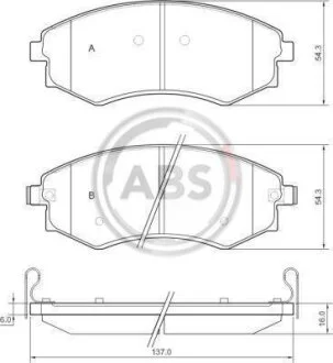 Гальмівні колодки пер. Rexton/Korando 00-12 (AKEBONO) A.B.S. 37468