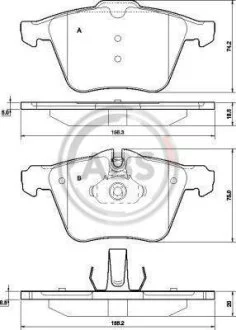 Гальмівні колодки пер. Ford Galaxy/S-Max 07-15/Volvo S80 06- (ATE) A.B.S. 37557