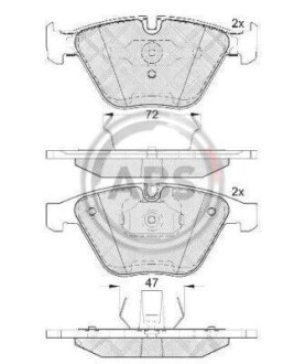 Гальмівні колодки пер. BMW 3 (E90)/X1 (E84) (ATE) 04-12 (155,1x68,5x20,3) A.B.S. 37667