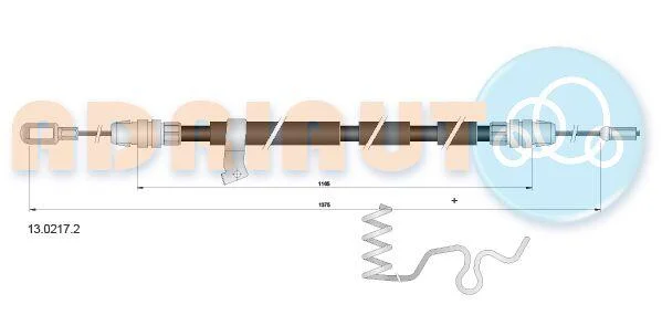 Трос стояночного гальма задн лів (1375мм/1375мм) FORD TOURNEO CUSTOM V362, TRANSIT CUSTOM V362 2.0D/2.2D 09.12-12.23 ADRIAUTO 1302172 (фото 1)