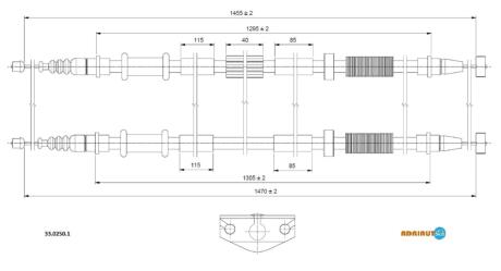 OPEL трос ручного гальма задн. 1475/1308+1460/1293 мм CORSA D 06- ADRIAUTO 33.0250.1