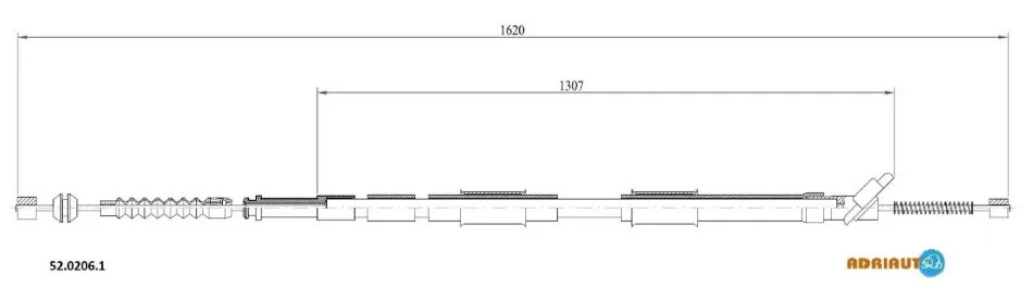 Трос стояночного гальма задн Лів (1580мм/1580мм) TOYOTA COROLLA 1.3/1.6/2.0D 07.92-04.97 ADRIAUTO 52.0206.1 (фото 1)