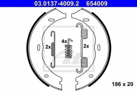 Тормозные колодки барабанные ATE 03.01374009.2