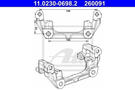 Скоба, супорт гальма задн лів/прав VOLVO C30, C70 II, S40 II, V40, V50 FORD C-MAX, FOCUS C-MAX, FOCUS II, TOURNEO CONNECT V408 NADWOZIE WIELKO, TRANSIT CONNECT 1.0-Electric 10.03- ATE 11023006982