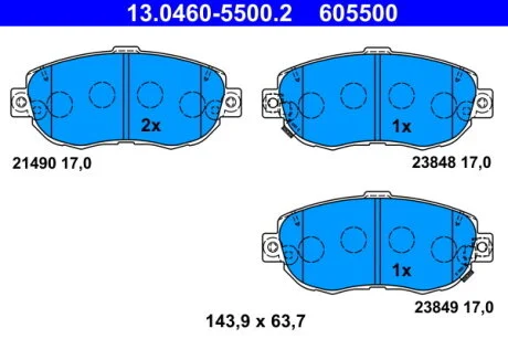 Комплект гальмівних колодок з 4 шт. дисків ATE 13.04605500.2