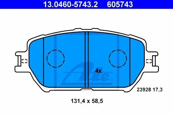Комплект гальмівних колодок з 4 шт. дисків ATE 13.04605743.2 (фото 1)