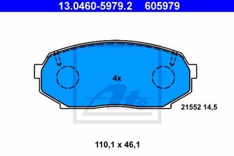 Гальмівні колодки дисковi перед. Mazda MX-5 I 1.6 01.89-01.94 ATE 13.0460-5979.2