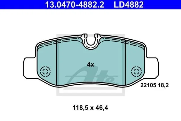Комплект гальмівних колодок з 4 шт. дисків ATE 13.04704882.2 (фото 1)