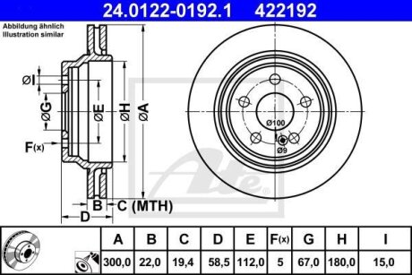 Диск гальмівний задн лів/прав MERCEDES S (C215), S (W220, V220) 3.7-5.0 10.98-03.06 ATE 24012201921
