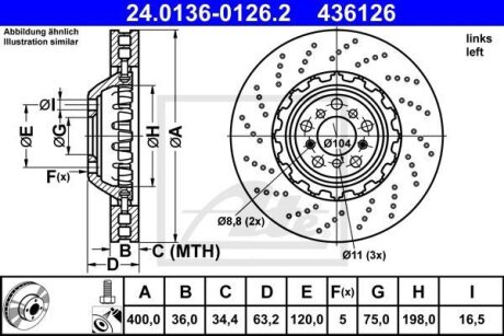 Диск гальмівний ATE 24.0136-0126.2