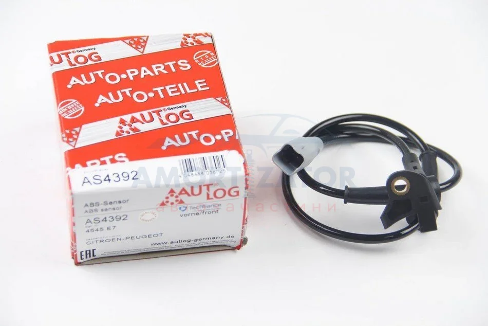 Датчик ABS передн Лів/Прав CITROEN BERLINGO, BERLINGO MULTISPACE, BERLINGO/MINIVAN, C4 GRAND PICASSO I, C4 PICASSO I PEUGEOT PARTNER, PARTNER TEPEE, PARTNER/MINIVAN 1.2-Electric 10.06- AUTLOG AS4392 (фото 1)