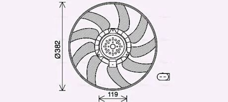 AVA AUDI Вентилятор радіатора A4 Allroad B8 2.0 09-, A4 B8 1.8, 2.0 07-, A5 2.0 07-, PORSCHE AVA COOLING AI7519