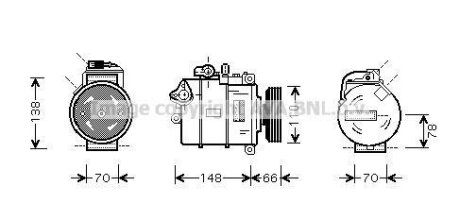 AVA AUDI Компресор кондиціонера A4 B6 1.9 TDI 00-, A6 C5 1.9 TDI 01- AVA COOLING AIAK226