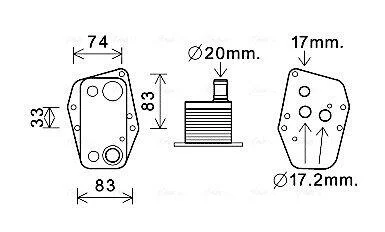 AVA BMW Оливний радіатор 1 E87, 3 E46/90, 5 E60, X3 E83 2.0d AVA COOLING BW3555