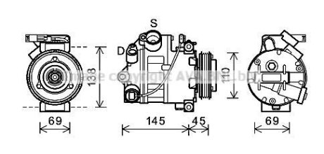 AVA BMW Компресор кондиціонера X5 (E70) 06- AVA COOLING BWAK444