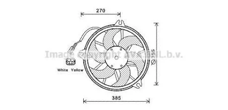 AVA CITROEN Вентилятор радіатора C8 2.0 02-, JUMPY 1.6 07-, JUMPY 2.0 07-, FIAT, LANCIA, PEUGEOT AVA COOLING CN7536