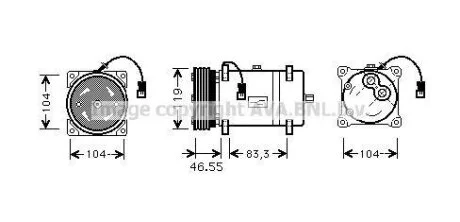 AVA CITROEN Компресор кондиціонера BERLINGO 96-, FIAT, LANCIA, PEUGEOT AVA COOLING CNAK161