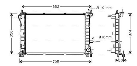 Радіатор, система охолодження двигуна AVA COOLING FD2379