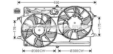 AVA FORD Вентилятор радіатора (з дифузором) FOCUS I 1.4-2.0 98- AVA COOLING FD7510
