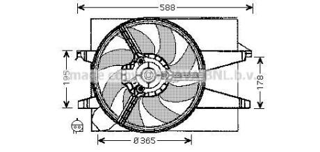 AVA FORD Вентилятор радіатора (з дифузором) FUSION 1.4, 1.6 02-, MAZDA AVA COOLING FD7542