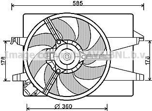 AVA FORD Вентилятор радіатора (з дифузором) FIESTA V 01-, FUSION 02-, MAZDA AVA COOLING FD7553