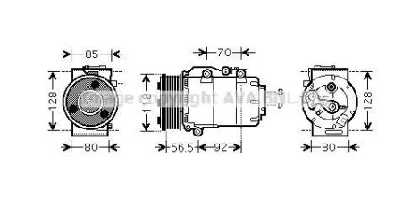AVA FORD Компресор кондиціонера C-MAX 2.0 07-, FOCUS II 2.0 04-, KUGA I 2.0 TDCi 08-, VOLVO AVA COOLING FDAK394
