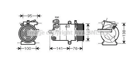 AVA CITROEN Компресор кондиціонера JUMPER II 2.2 06-, FIAT, FORD, PEUGEOT AVA COOLING FDAK417