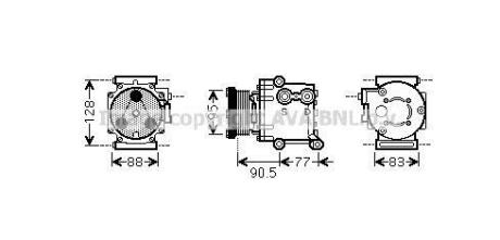 AVA FORD Компресор кондиціонер FIESTA VI 1.25, 1.4, 1.6 08- AVA COOLING FDAK434