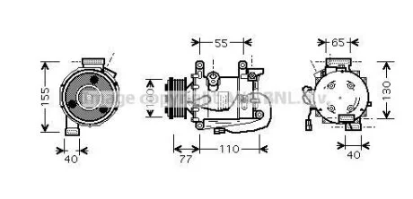 AVA HONDA Компресор кондиціонера CIVIC VIII 1.6, 1.8 05-, FR-V 1.8 07- AVA COOLING HDAK208