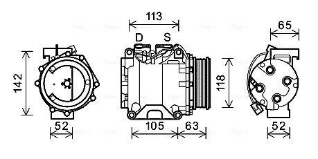 AVA HONDA Компресор кондиціонера ACCORD VII 2.0 03-, 2.4 03-, CR-V II 2.0 01- AVA COOLING HDAK238