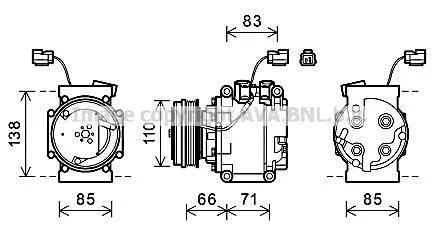 AVA HONDA Компресор кондиціонера CITY IV 1.3 05-, JAZZ II 1.2, 1.3 02- AVA COOLING HDAK260 (фото 1)