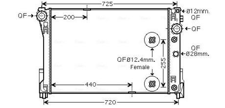AVA Радіатор охолодження MERCEDES-BENZ C-SERIES W204 (2007) C320 3.0 CDI AVA COOLING MSA2546