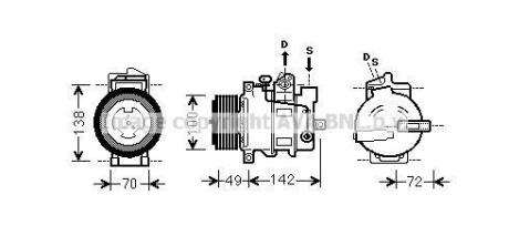 AVA DB компресор кондиціонера Sprinter 06-, E-CLASSE, VIANO (W639) 3.0 CDI AVA COOLING MSAK566