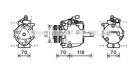 AVA MITSUBISHI Компресор кондиціонера COLT VI 1.1, 1.3, 1.5 04- AVA COOLING MTAK224 (фото 1)