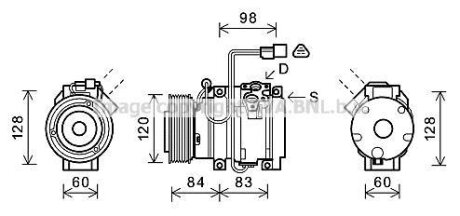 AVA MITSUBISHI Компресор кондиціонера PAJERO III 3.0, 3.5 00- AVA COOLING MTAK227