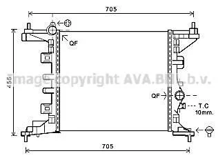 AVA OPEL Радіатор системи охолодження двигуна MERIVA B 1.4 10-, NISSAN NV400 dCi 170 15-, VAUXHALL AVA COOLING OL2568 (фото 1)