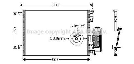 AVA OPEL Радіатор кондиціонера (конденсатор) Signum, Vectra C 1.6/3.2 02- AVA COOLING OLA5333D