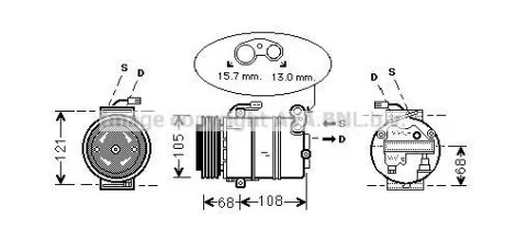 AVA OPEL Компресор кондиціонера ASTRA G 98- AVA COOLING OLAK138