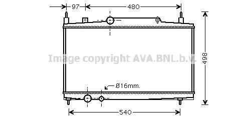 AVA CITROEN Радіатор системи охолодження двигуна BERLINGO 1.6 HDi 10-, C5 I 3.0 01-, FIAT, LANCIA AVA COOLING PEA2230 (фото 1)