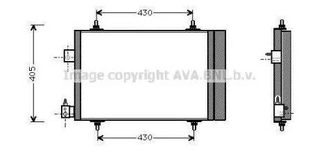 AVA PEUGEOT Радіатор кондиціонера (конденсатор) 406 99-, 607 00- AVA COOLING PEA5193D