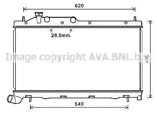 AVA SUBARU Радіатор системи охолодження двигуна FORESTER 2.0 08-, IMPREZA 2.0 09-, LEGACY 2.0 08- AVA COOLING SU2105