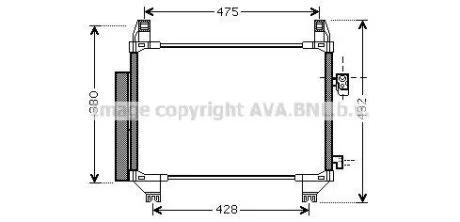 AVA TOYOTA Радіатор кондиціонера (конденсатор) з осушувачем YARIS 1.4 D 05- AVA COOLING TOA5407D