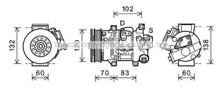 Компресор кондиціонера AURIS/COROLLA 1.6/1.8i 06 (AVA) AVA COOLING TOAK627