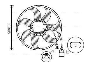 AVA Вентилятор радіатора Audi A1/3, Caddy III, Golf V,VI, Jetta III, Passat, Touran, Skoda Fa AVA COOLING VN7537