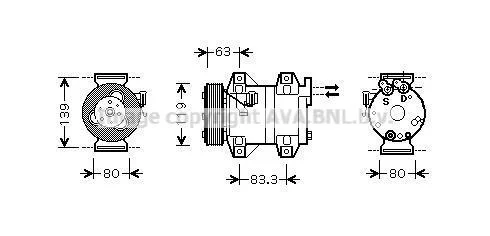 AVA VOLVO Компресор кондиціонера V70 II, XC90 I AVA COOLING VOAK121 (фото 1)