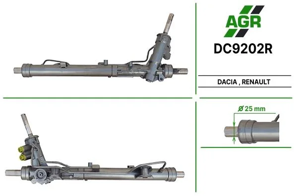 Рейка кермова (відновлена) Dacia Duster Renault Duster 1.2-1.6Lpg 04.10- AGR DC9202R (фото 1)