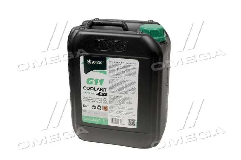 Антифриз GREEN G11 Сoolant Ready-Mix -36°C <> (зелений) (Каністра 5кг) AXXIS AXP999G11GR RDM5 (фото 1)