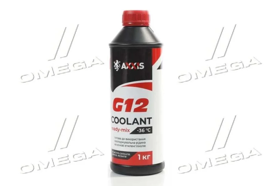 Антифриз RED G12 Сoolant Ready-Mix -36°C <> (червоний) (Каністра 1кг) AXXIS AXP999G12R RDM1 (фото 1)